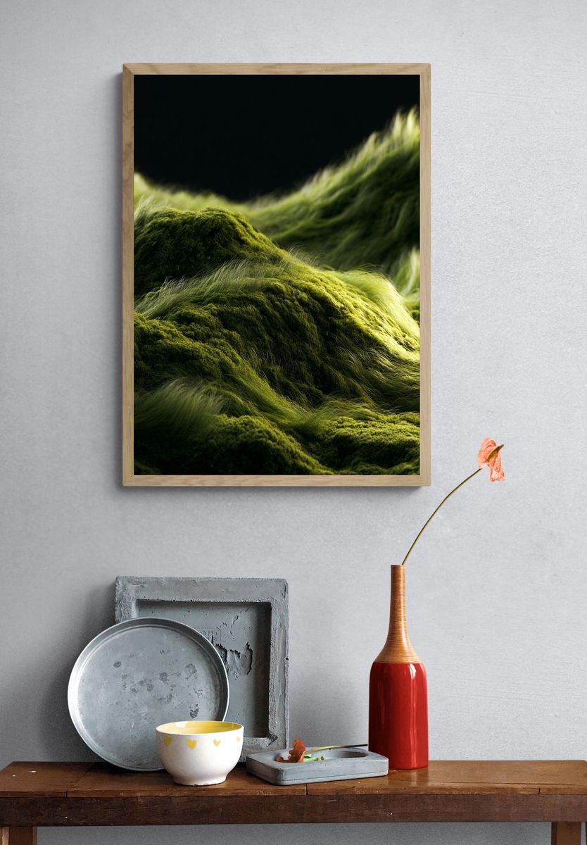 Mossy Hillscape Photography Poster. — room view 3
