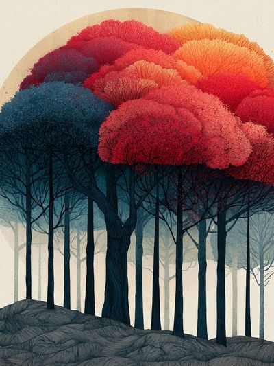 Autumn Forest Canopy Illustration Poster. poster