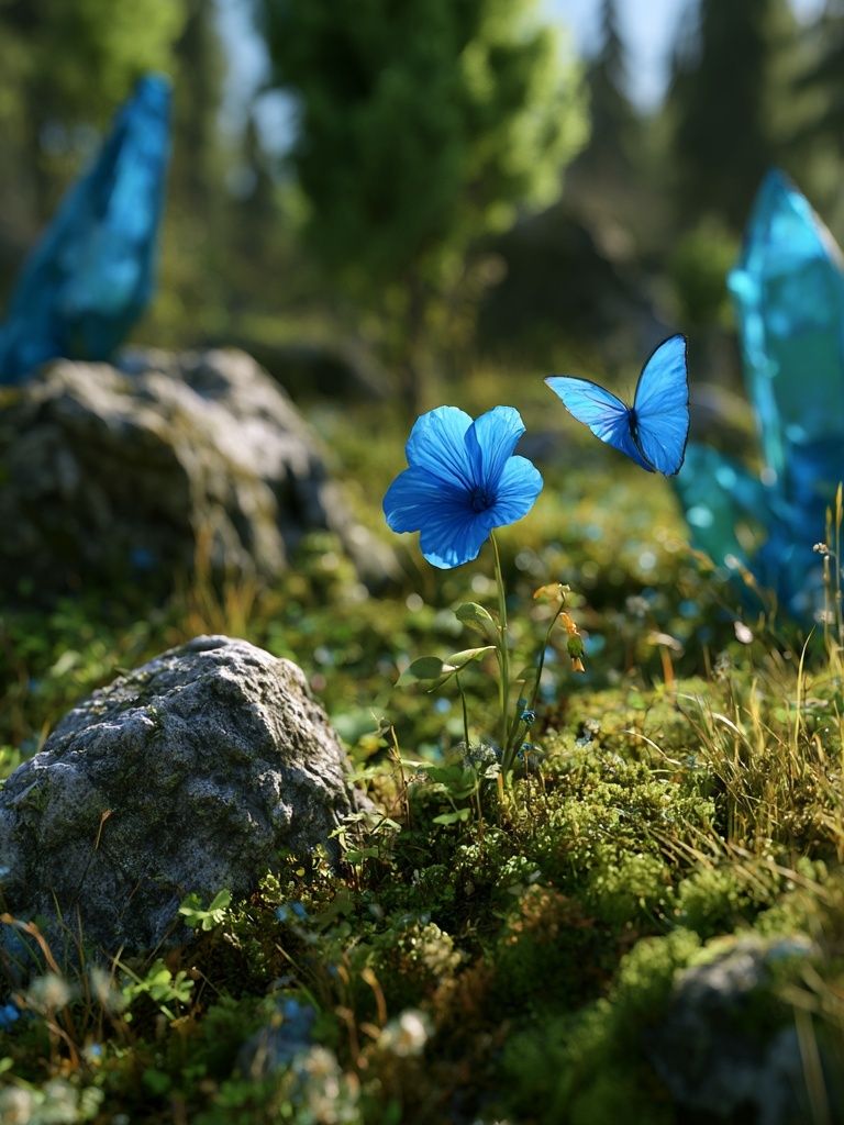 Blue Butterfly Meadow Poster. poster — nature art