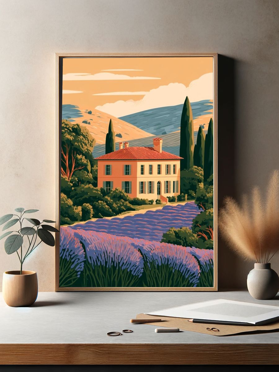 Tuscan Villa Landscape Print. — room view 2