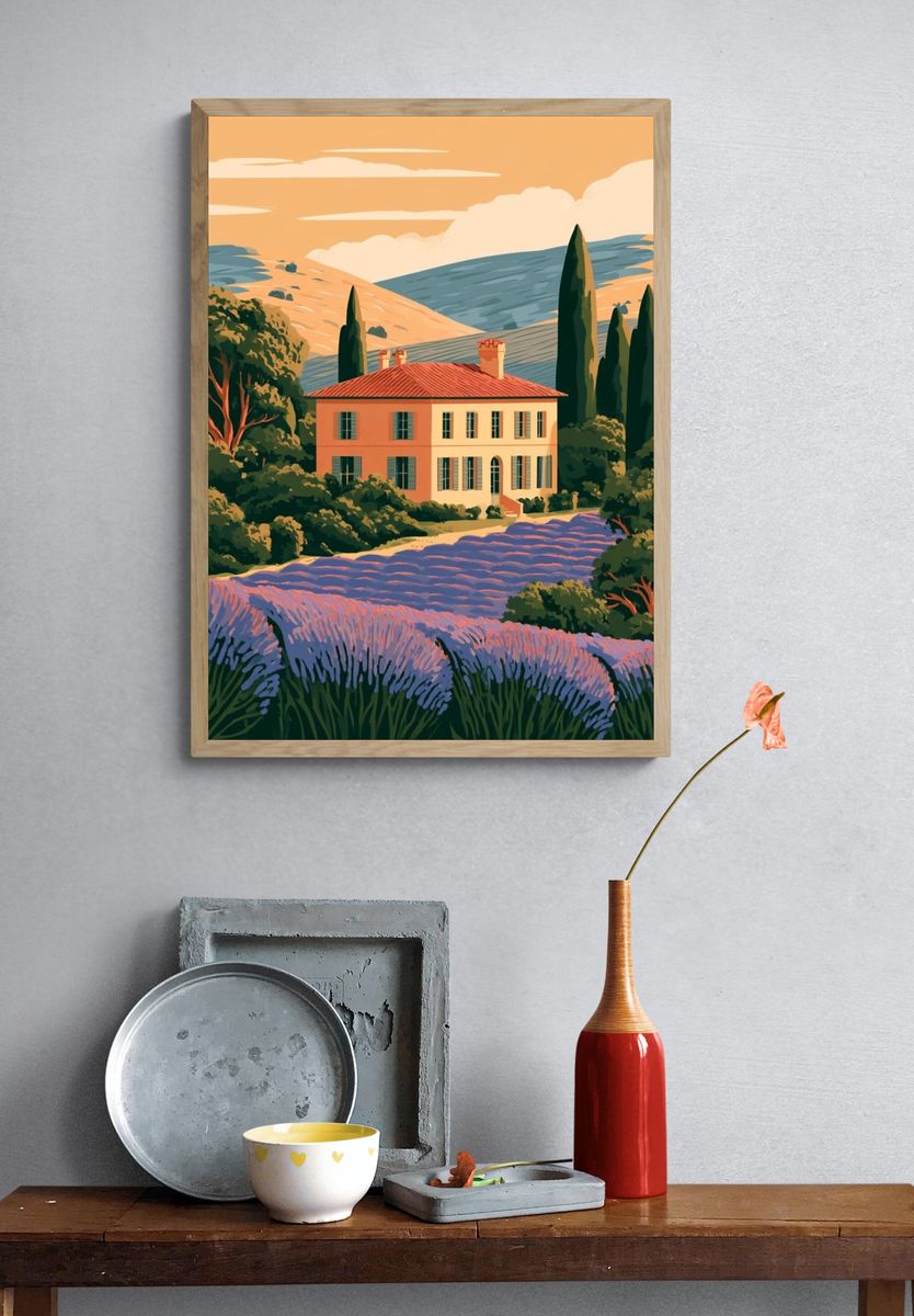 Tuscan Villa Landscape Print. — room view 3