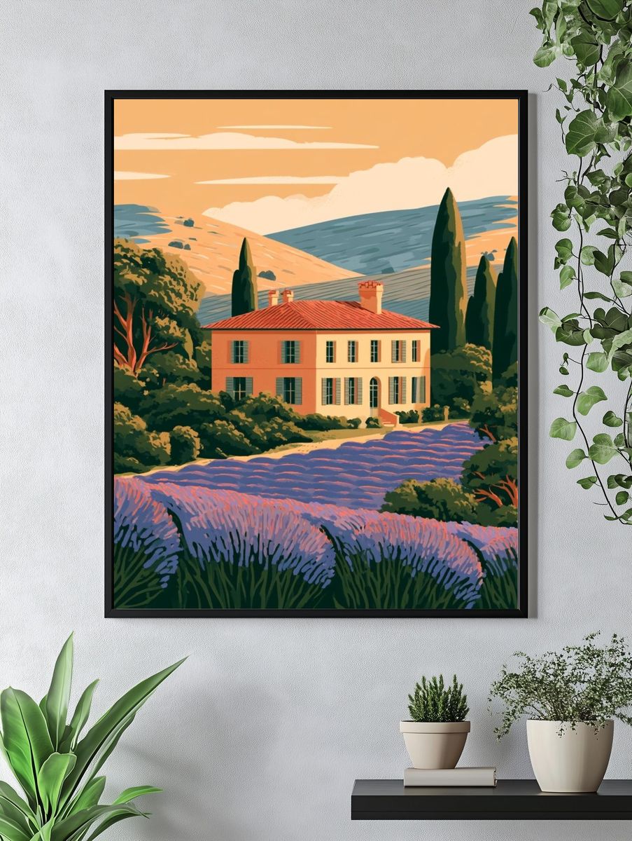 Tuscan Villa Landscape Print. — room view 4