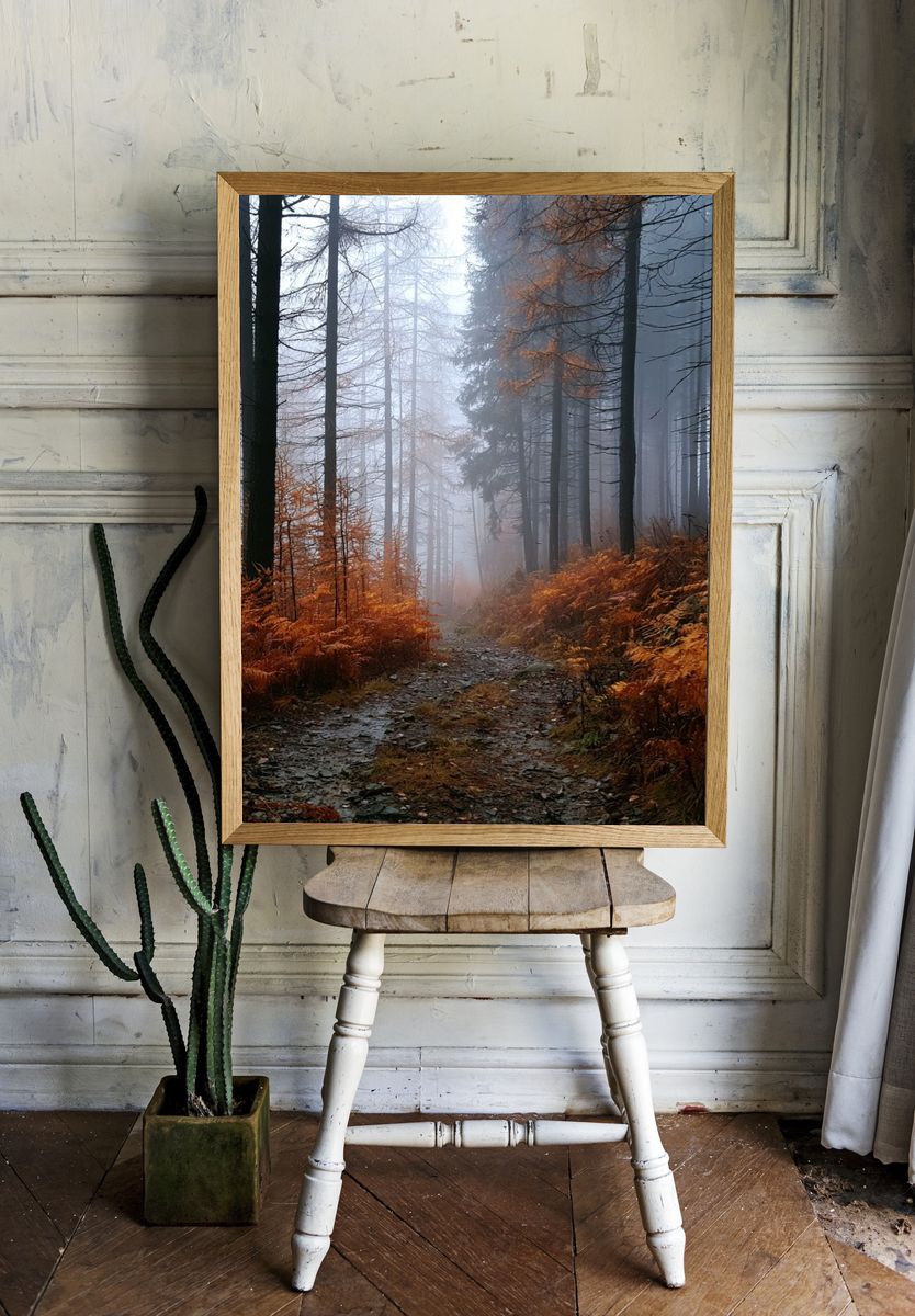 Misty Autumn Forest Poster. — room view 1