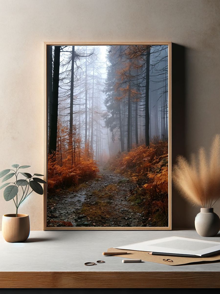 Misty Autumn Forest Poster. — room view 2
