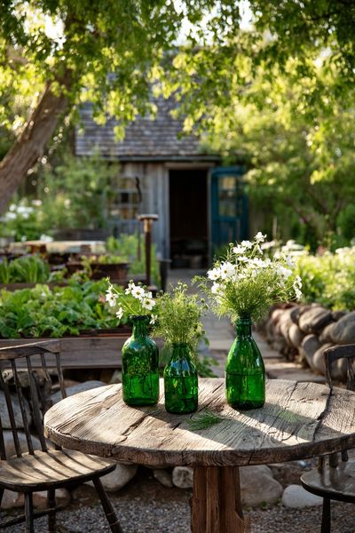 Green Bottles with Flowers