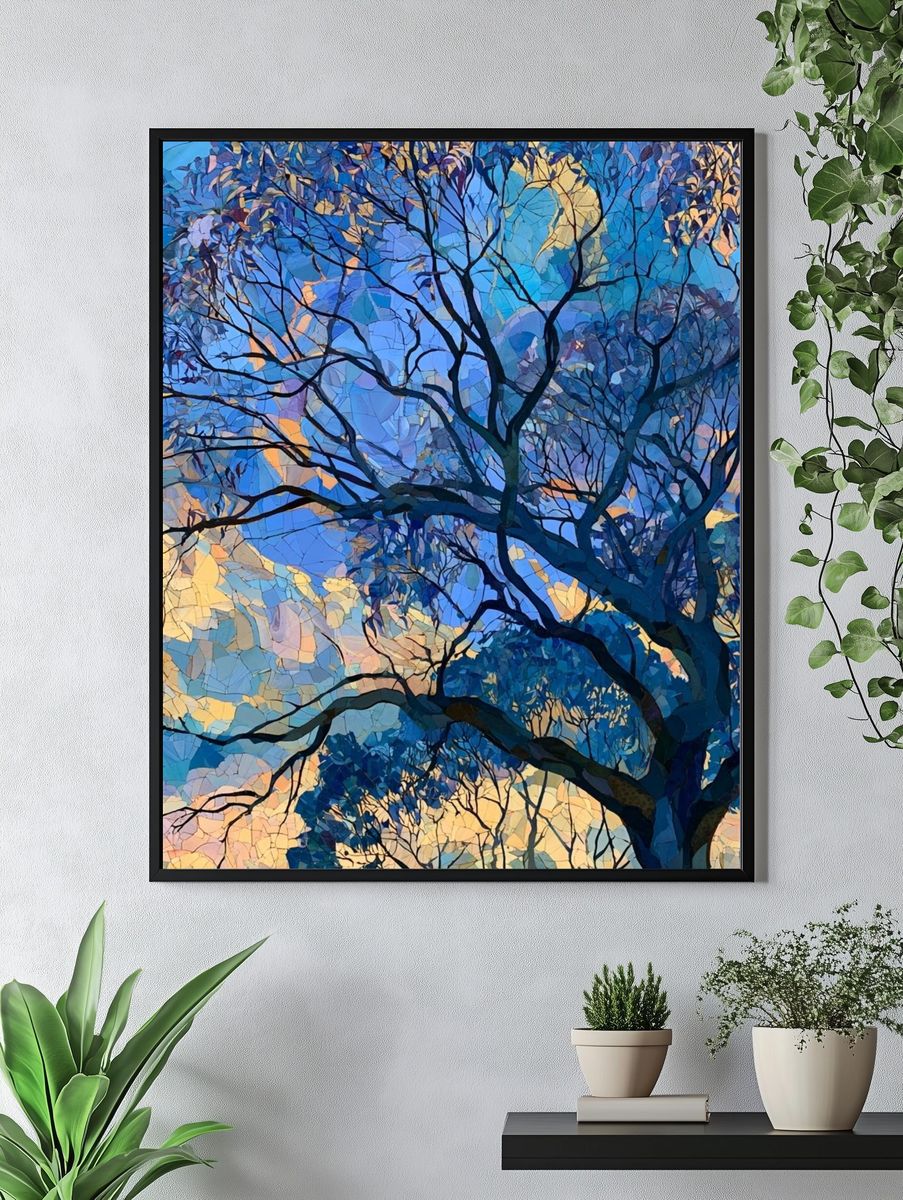 Twilight Tree Canopy Illustration Poster. — room view 4