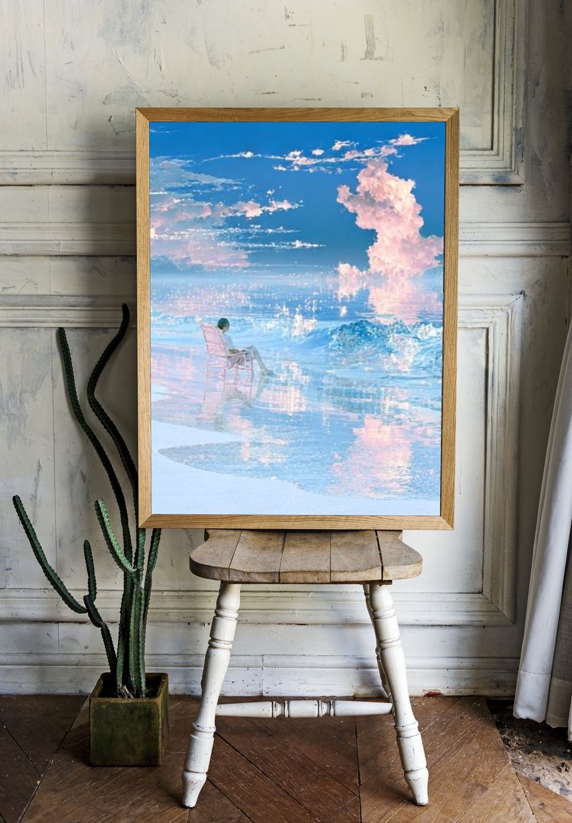 Dreamy Seascape Reflection Print. room preview