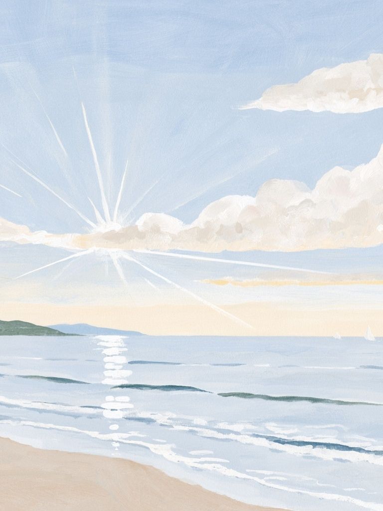 Sunlit Seaside Watercolor Poster. poster detail