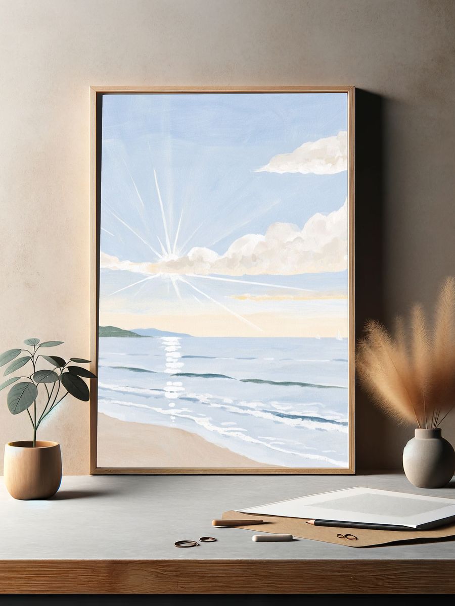 Sunlit Seaside Watercolor Poster. — room view 2