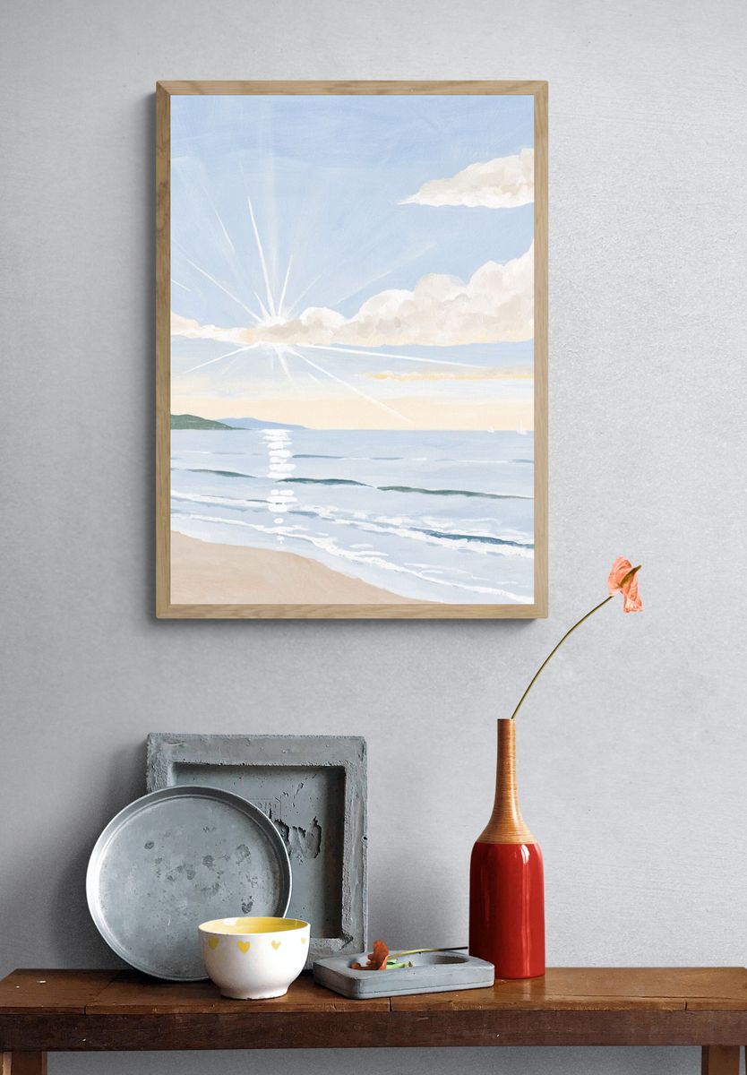 Sunlit Seaside Watercolor Poster. — room view 3
