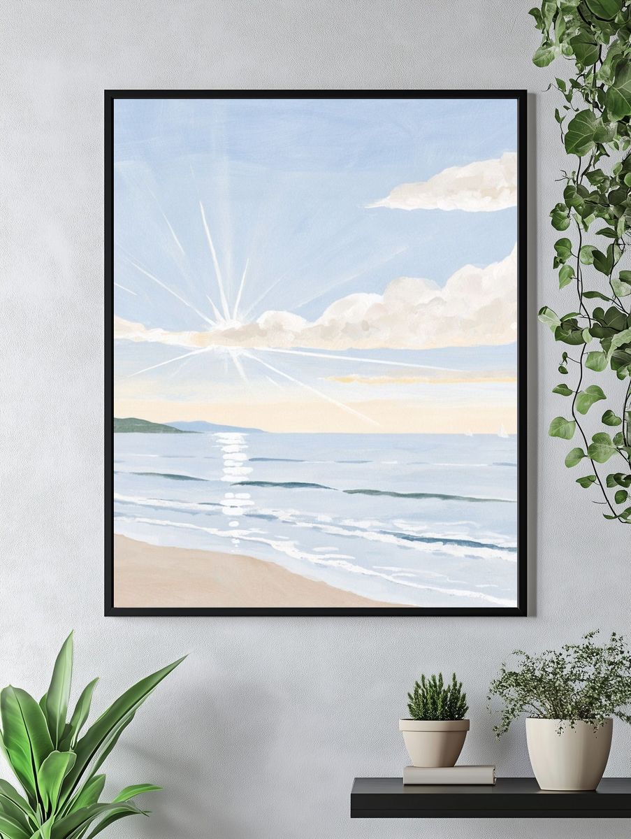 Sunlit Seaside Watercolor Poster. — room view 4