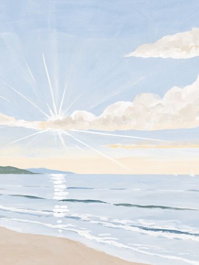 Sunlit Seaside Watercolor Poster. poster
