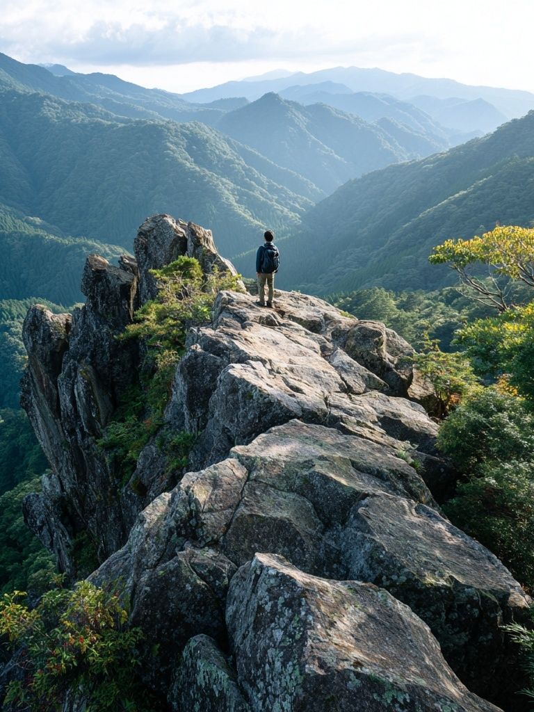 Mountain Ridge Hiker Landscape Poster. poster detail