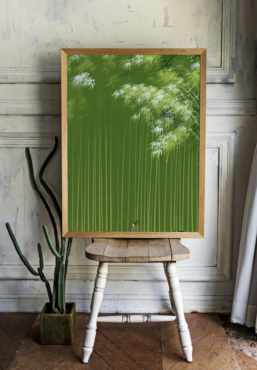 Bamboo Grove Minimalist Print. — room view 1
