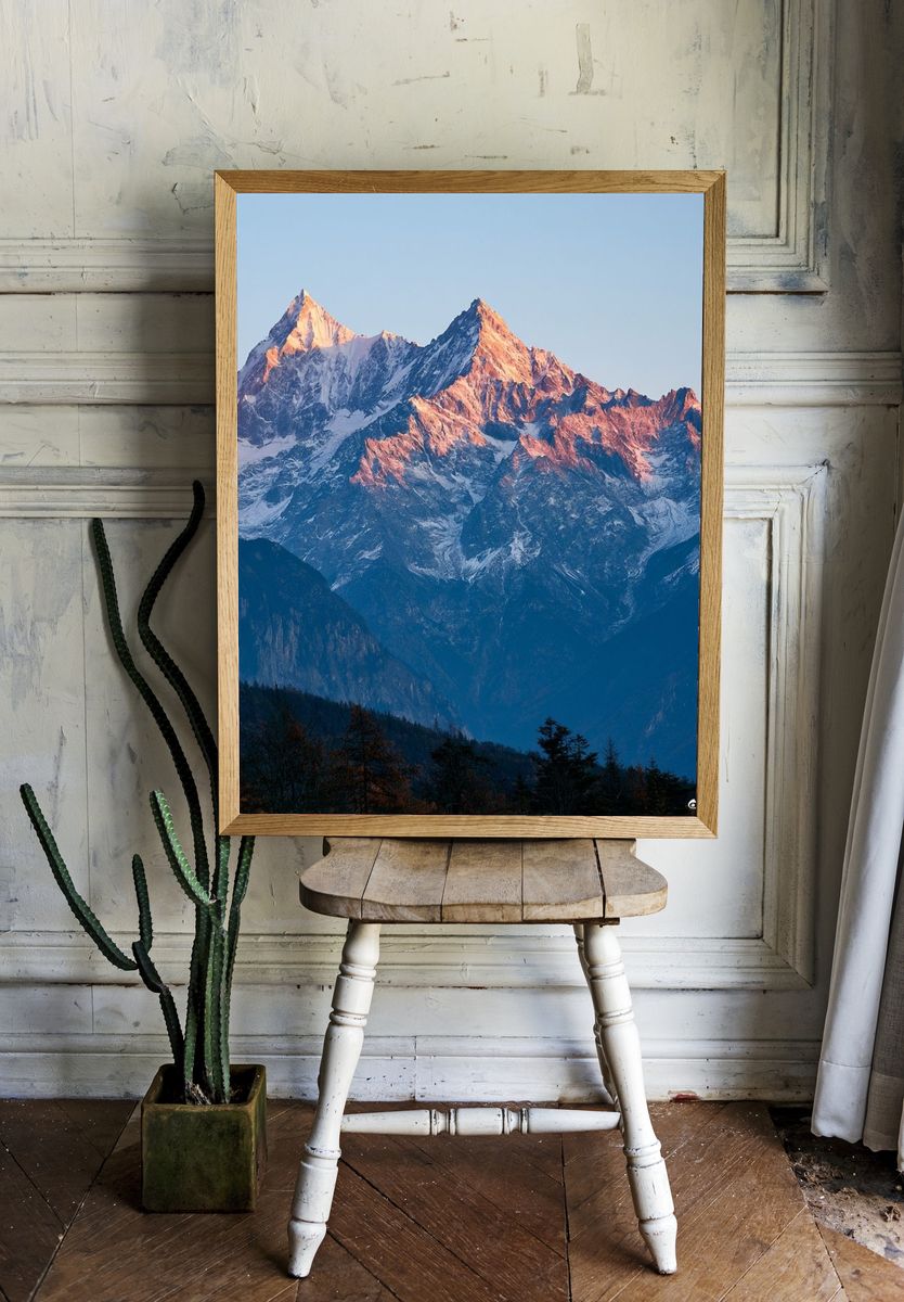 Alpine Sunrise Mountain Poster. — room view 1