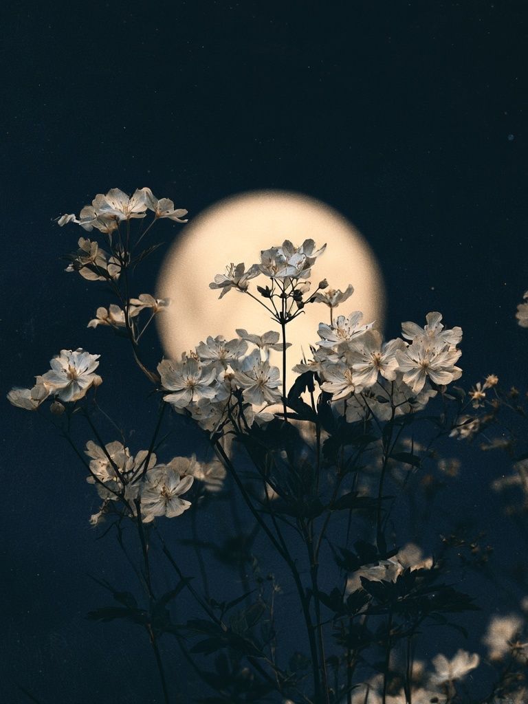 Moonlit Wildflowers Photography Poster. poster detail