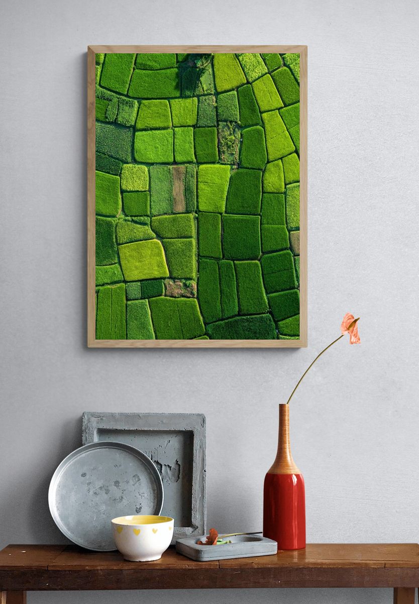 Lush Green Fields — Nature Print. — room view 3