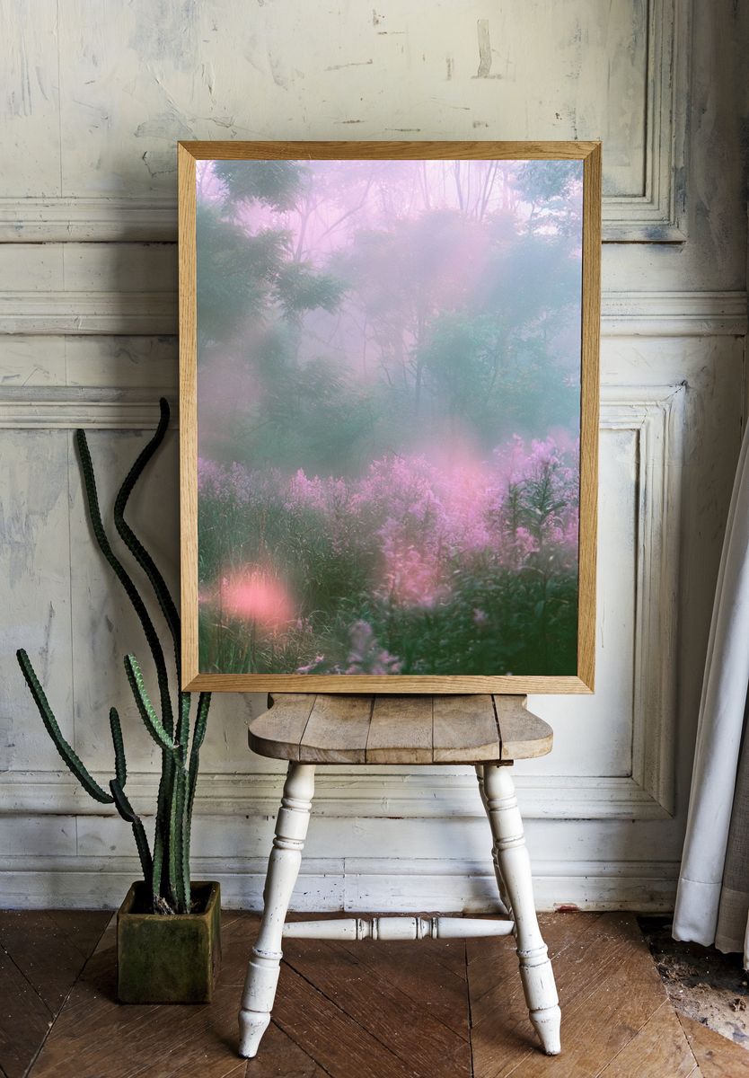 Misty Pink Forest Poster. — room view 1