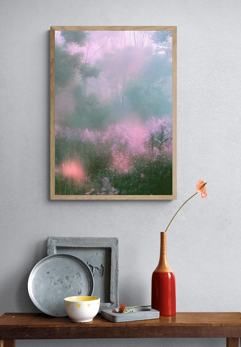 Misty Pink Forest Poster. — room view 3