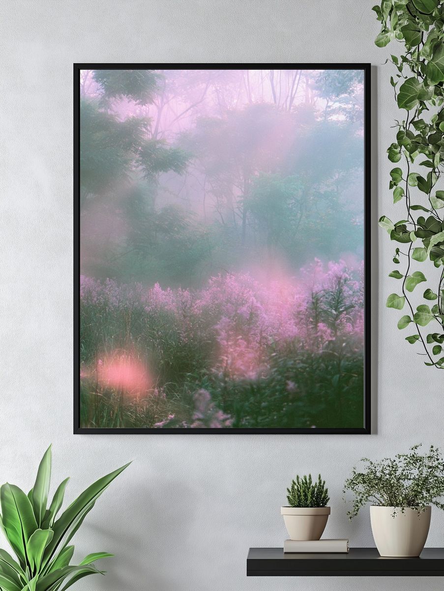 Misty Pink Forest Poster. — room view 4
