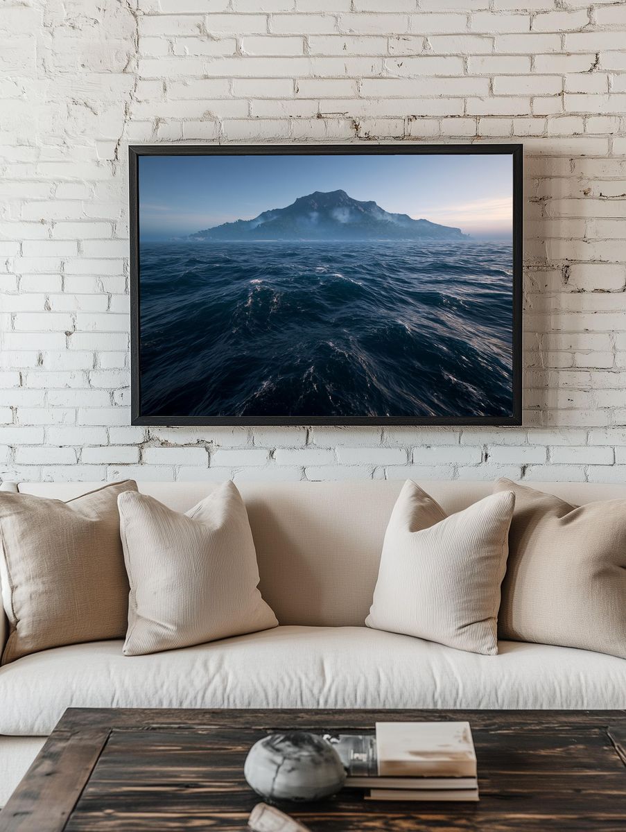 Misty Island Seascape Poster. — room view 1