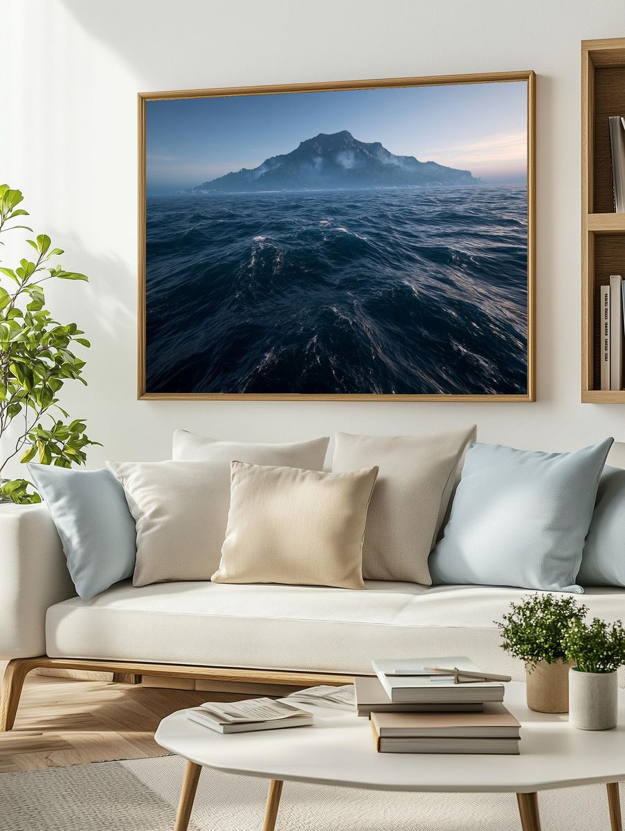 Misty Island Seascape Poster. — room view 2
