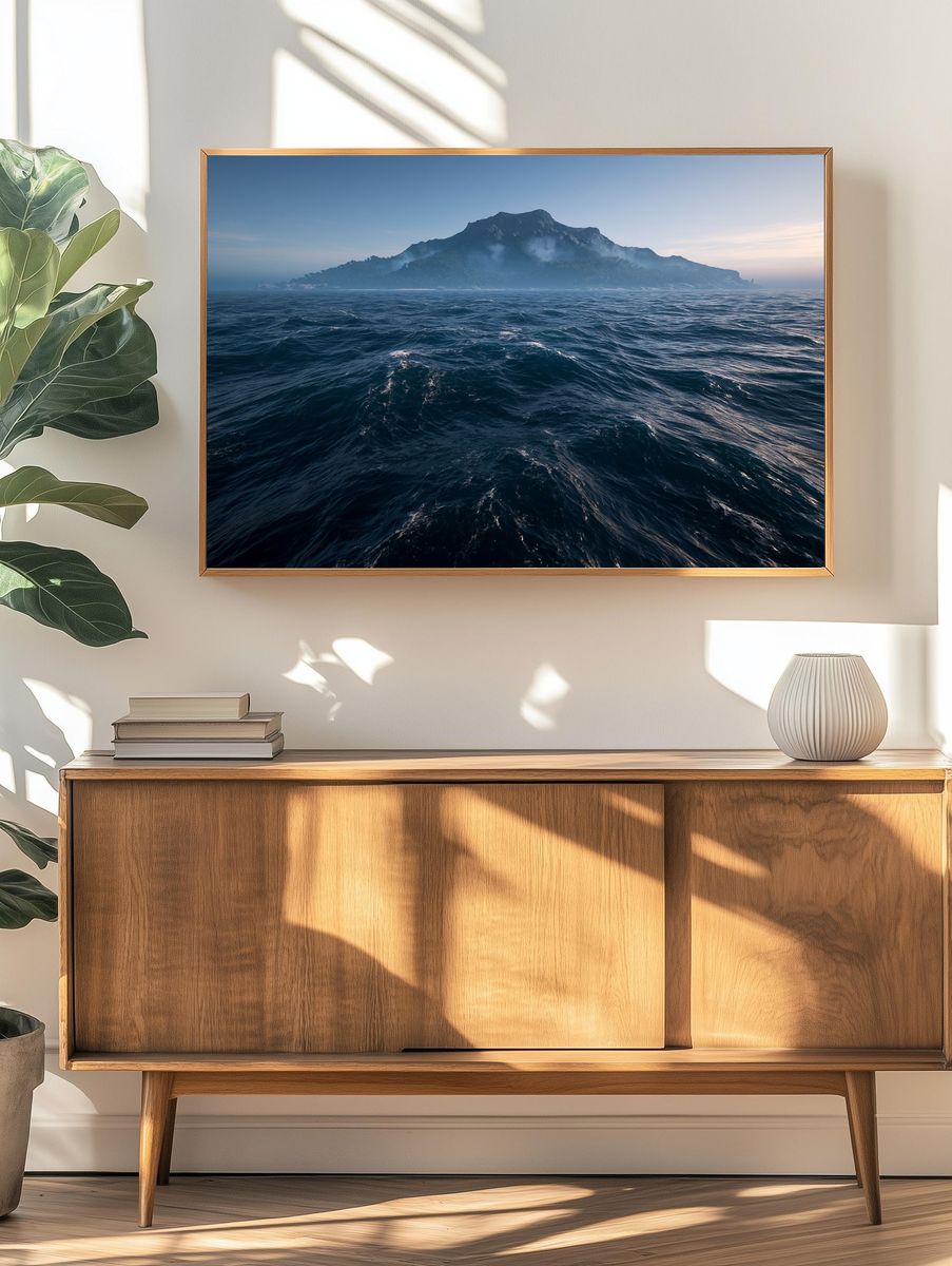 Misty Island Seascape Poster. — room view 3