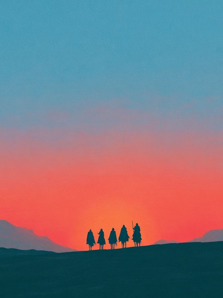 Desert Travelers Sunset Print. poster detail