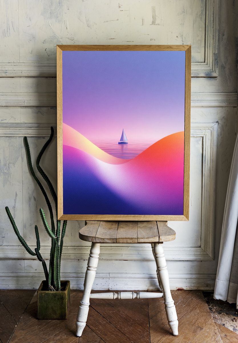 Dreamy Sailboat Seascape Print room preview