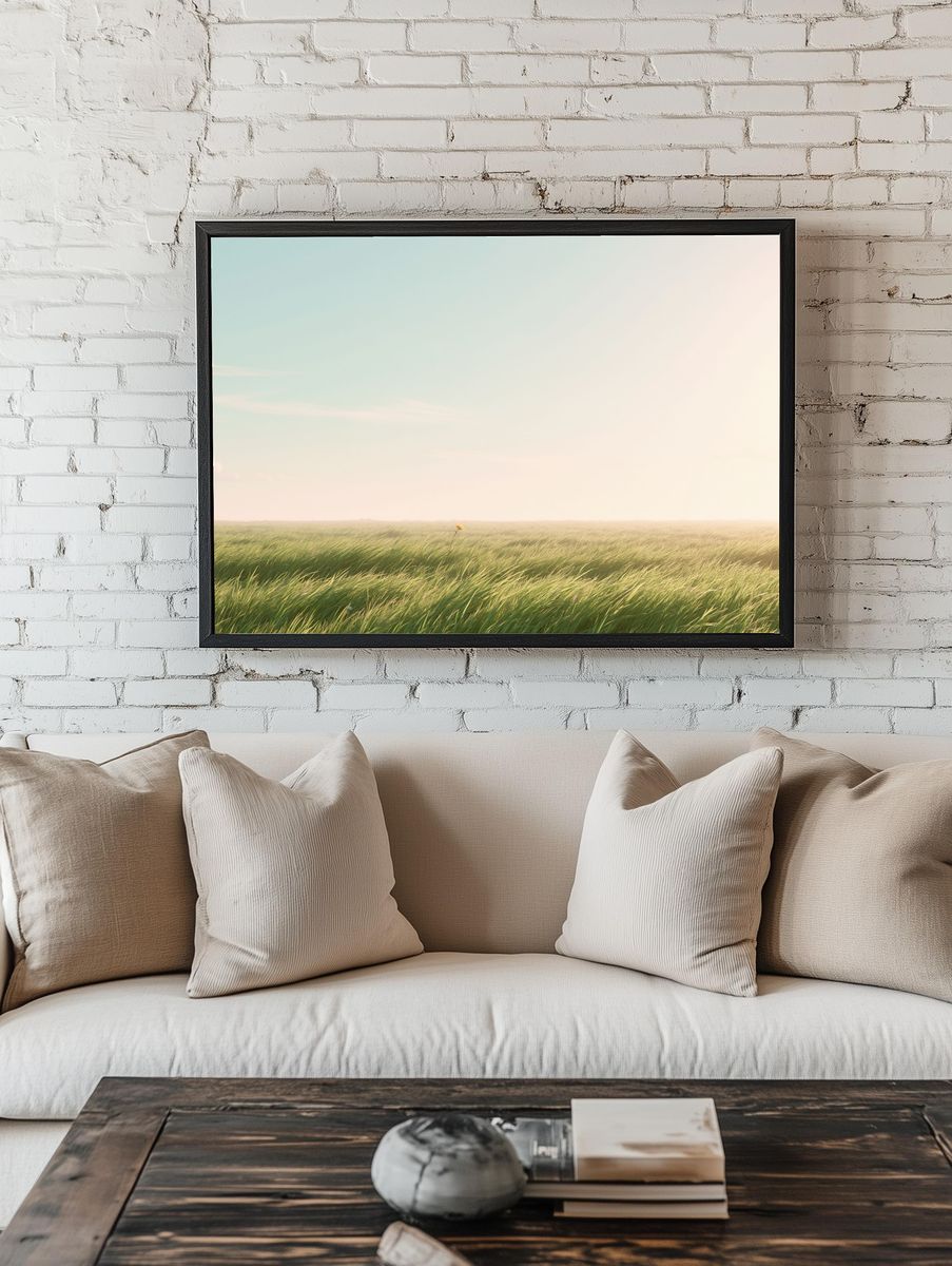 Windy Meadow Sunrise Print. — room view 1