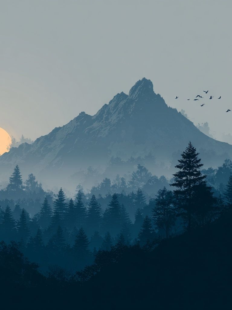 Misty Mountain Dawn Print. poster detail