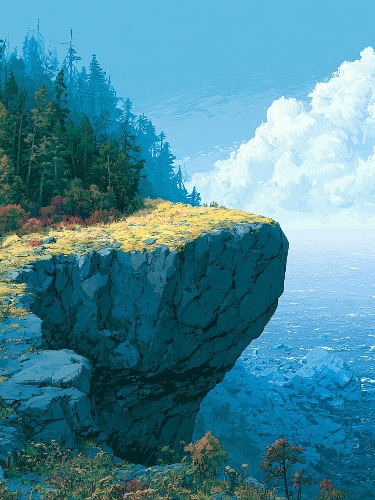 Cliffside Coastline Landscape Print. poster — nature art