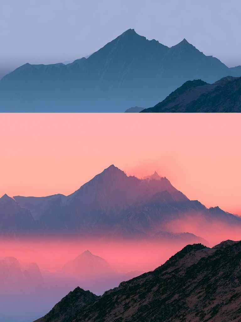 Pink Alpine Peaks Landscape Print. poster — nature art