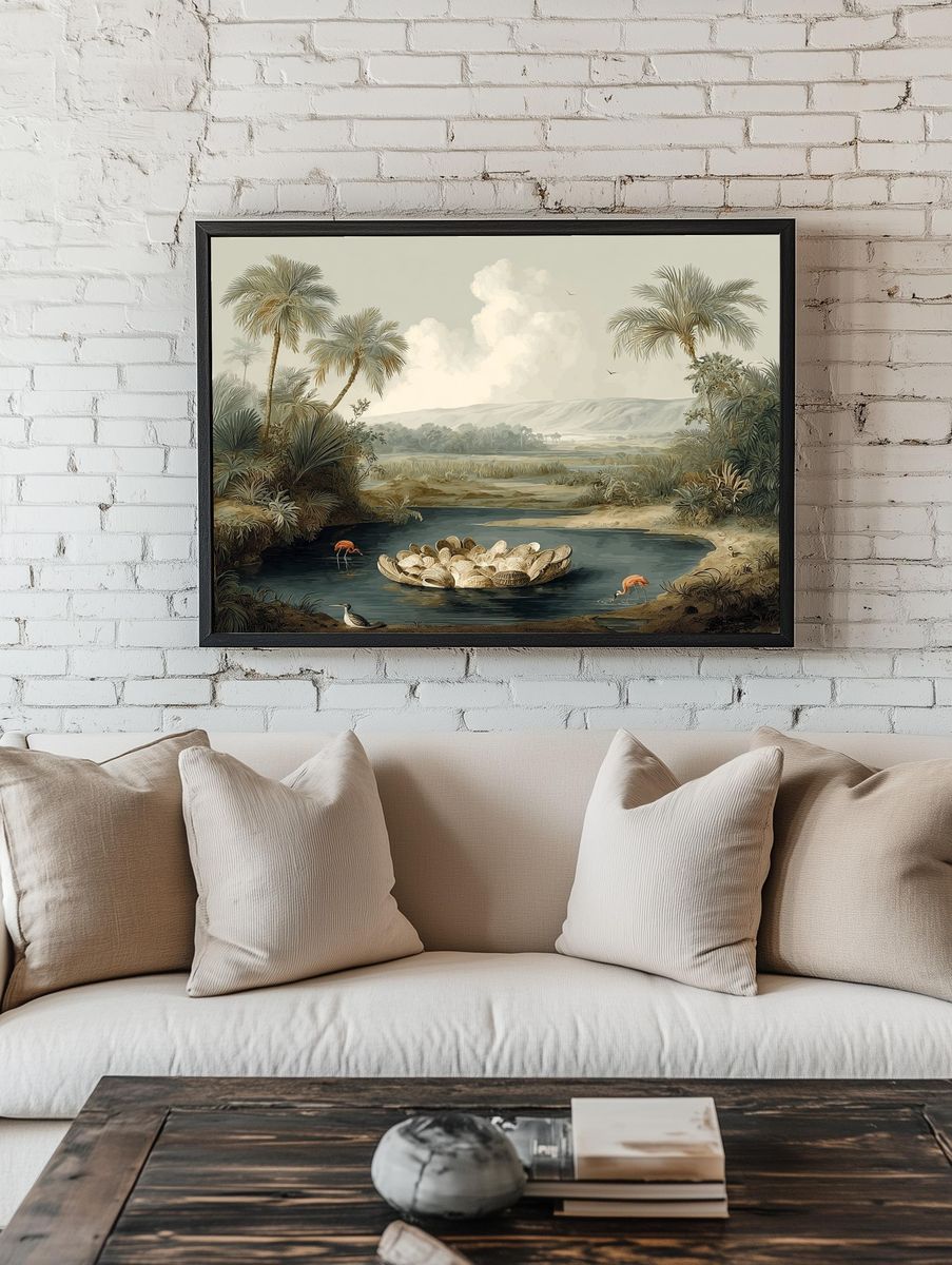 Tropical Lagoon Landscape Print. — room view 1