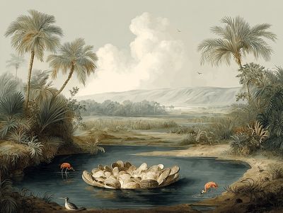 Tropical Lagoon Landscape Print. poster