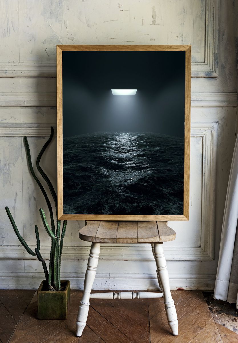Moonlit Ocean Void Print. — room view 1