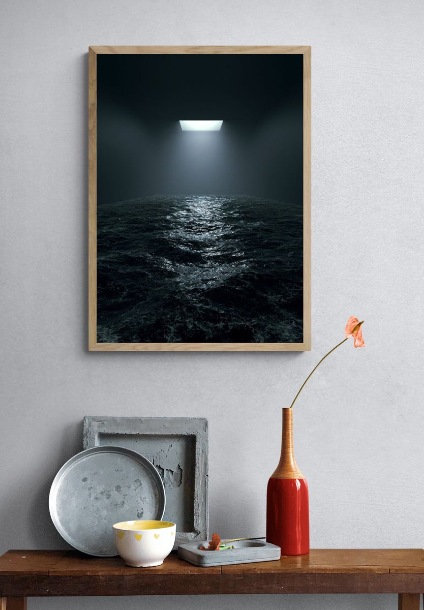 Moonlit Ocean Void Print. — room view 3