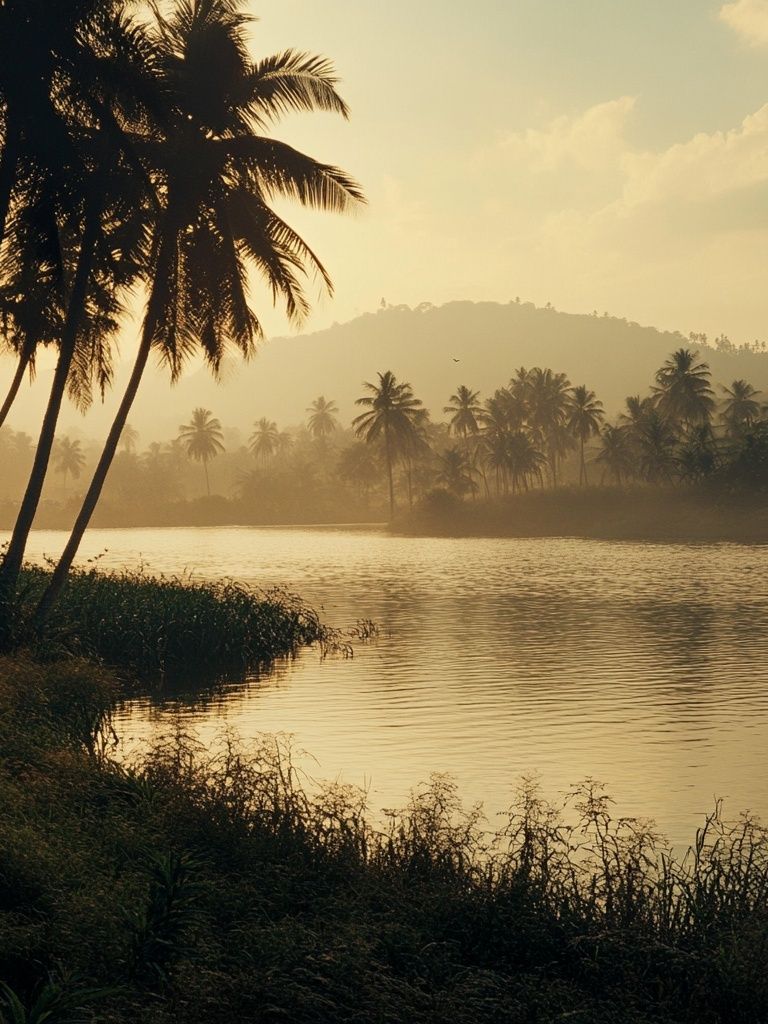 Tropical River Sunrise Photography Poster. poster detail