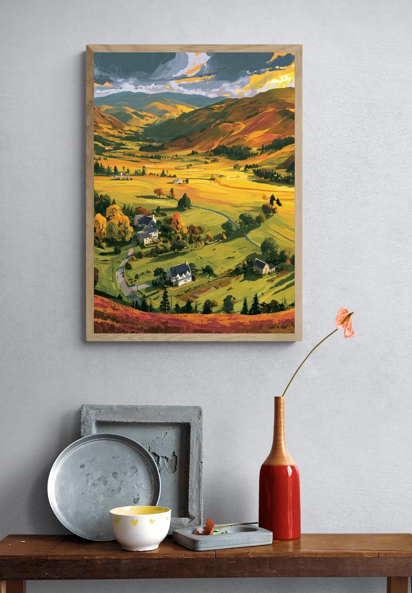 Sunlit Valley Landscape Print. — room view 3