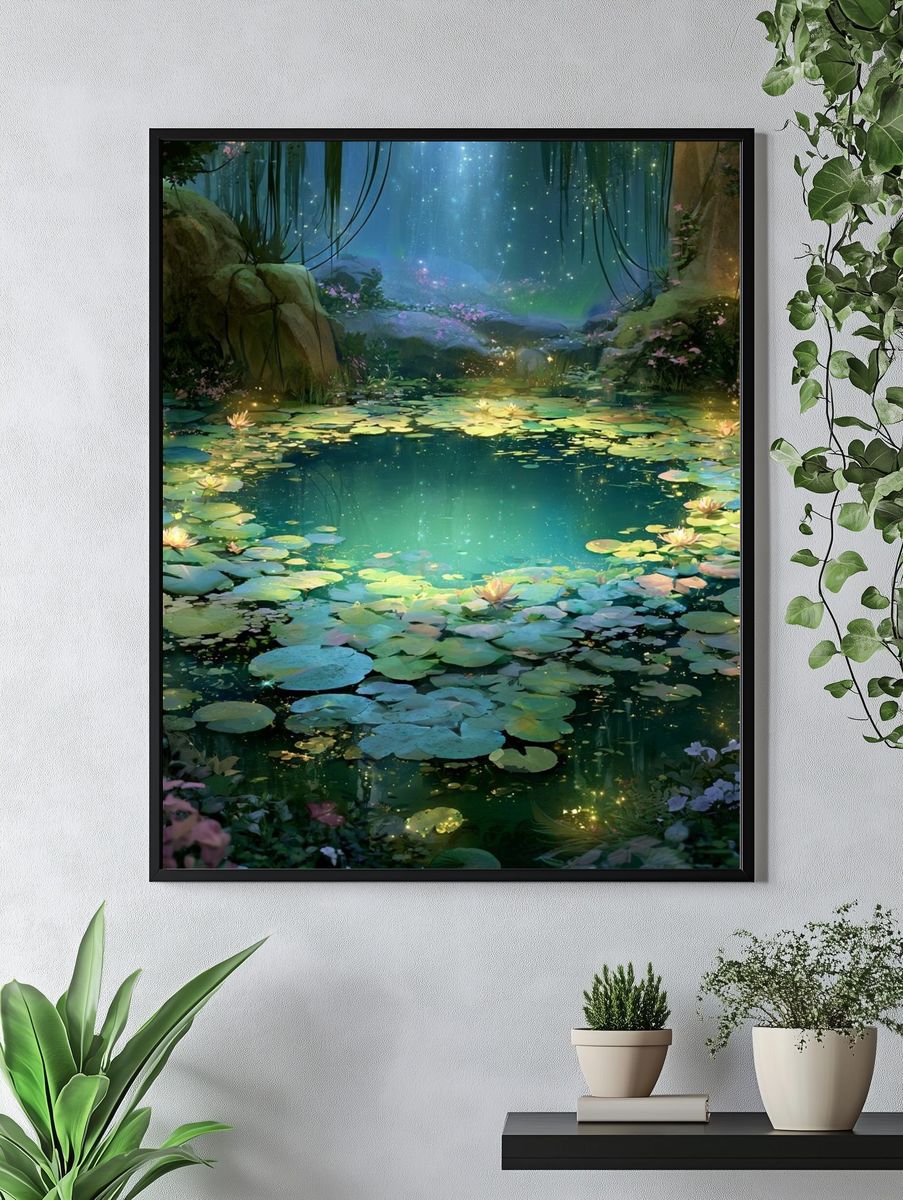 Enchanted Lily Pond Nature Print. — room view 4