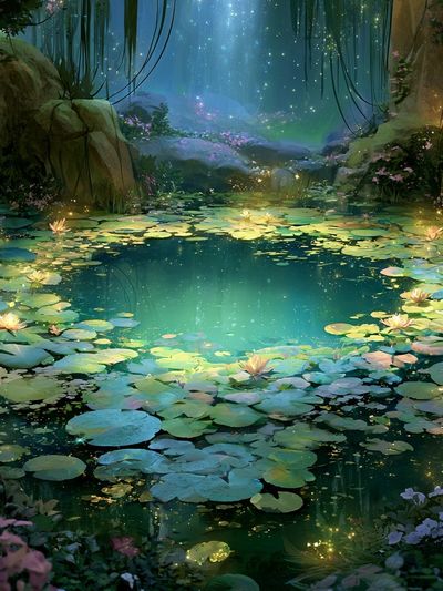 Enchanted Lily Pond Nature Print.