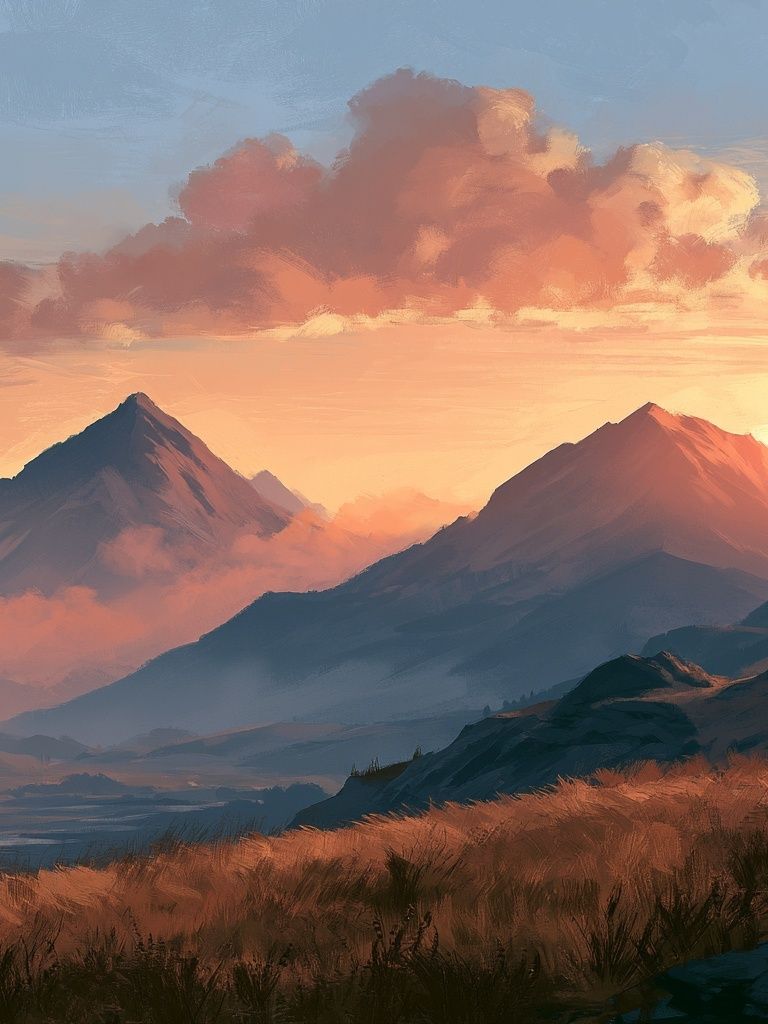 Sunset Mountain Landscape Print. poster detail
