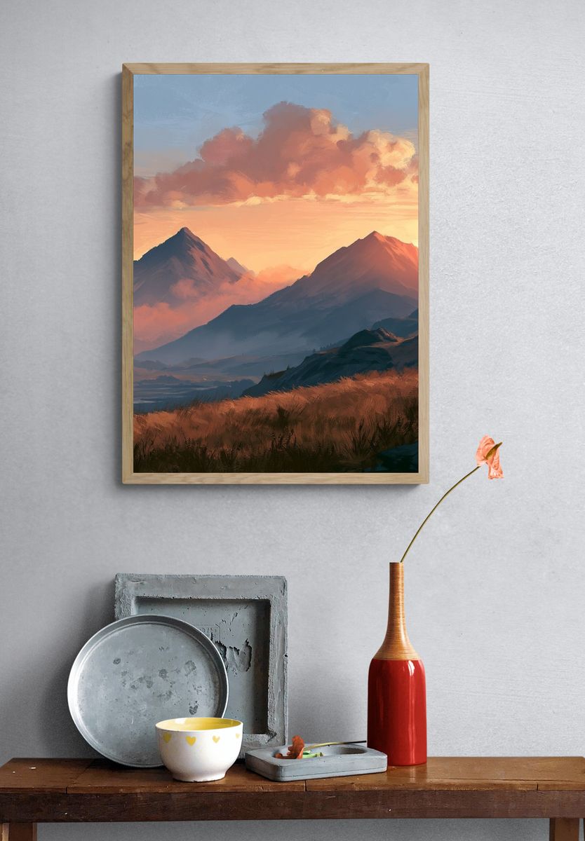 Sunset Mountain Landscape Print. — room view 3