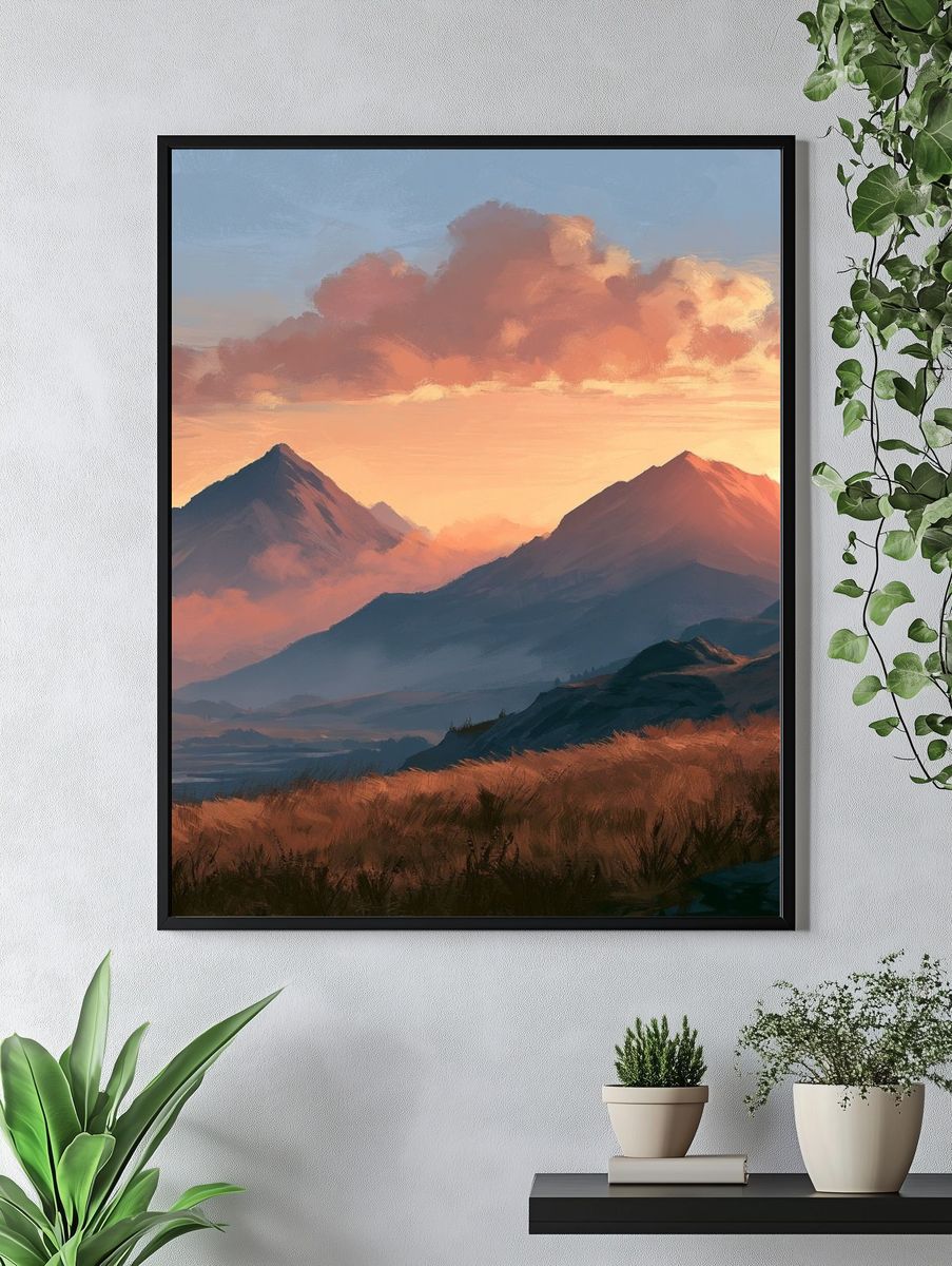 Sunset Mountain Landscape Print. — room view 4