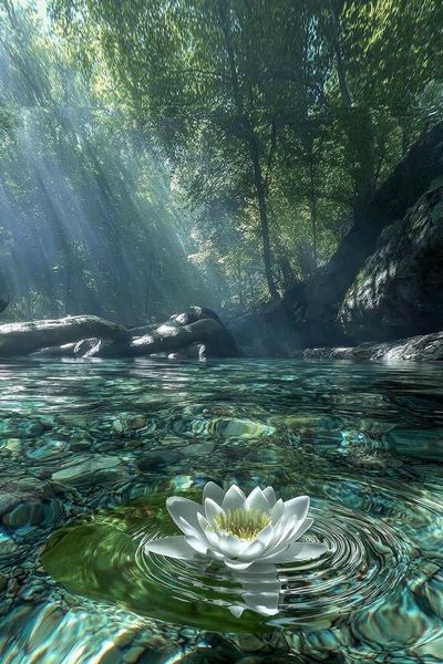Forest Lotus Reflection Print. poster