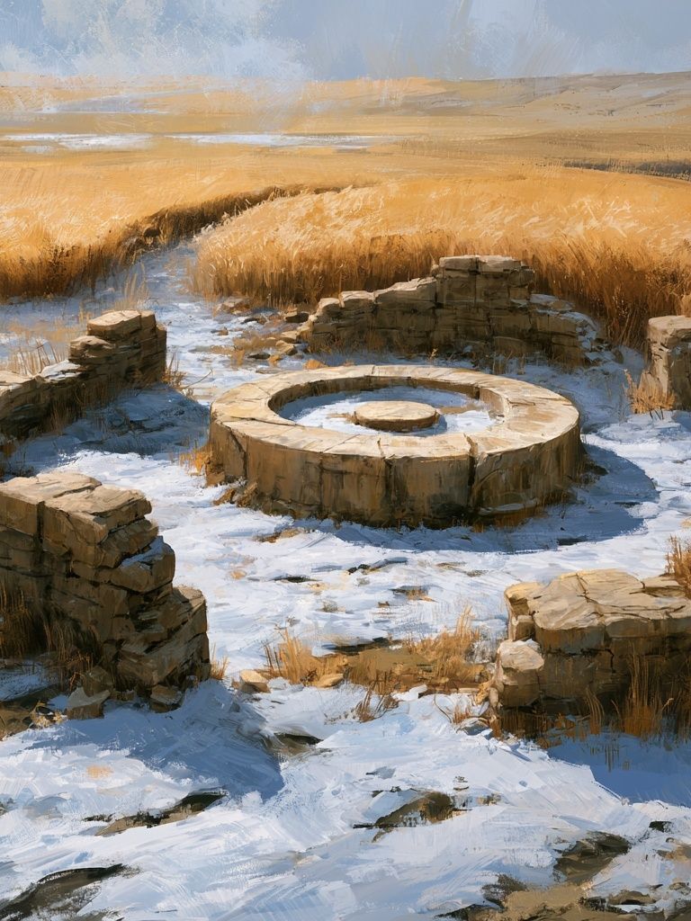 Winter Ruins Landscape Print. poster — nature art