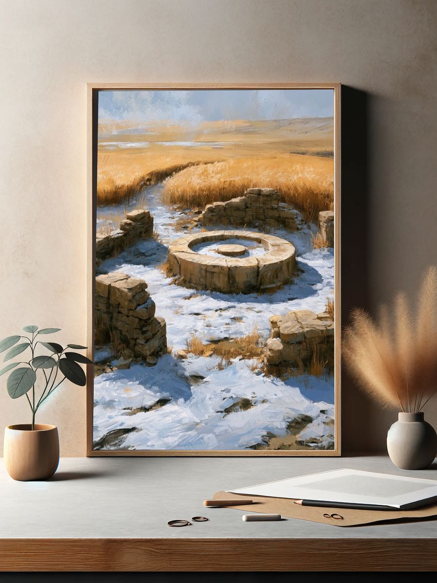 Winter Ruins Landscape Print. — room view 2