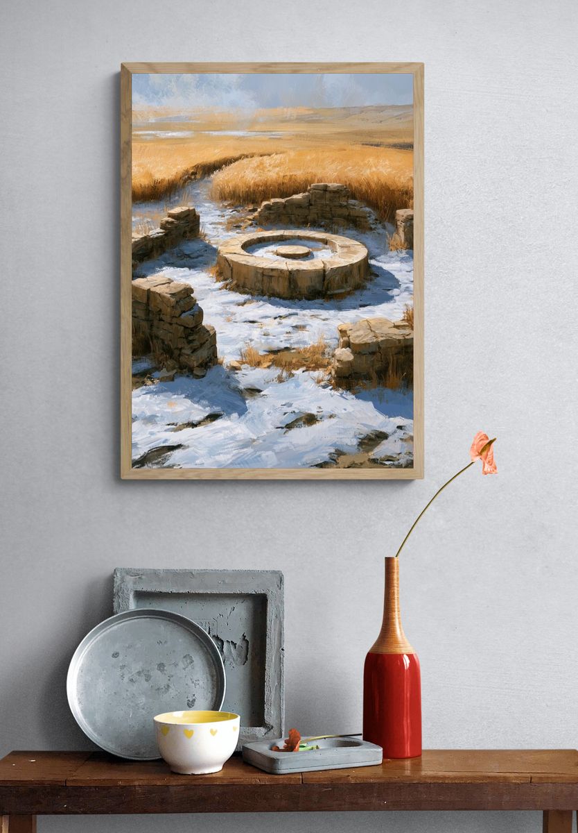 Winter Ruins Landscape Print. — room view 3
