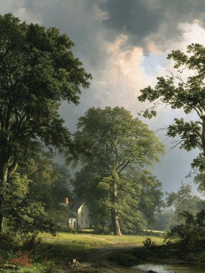 Misty Woodland Cottage Print.