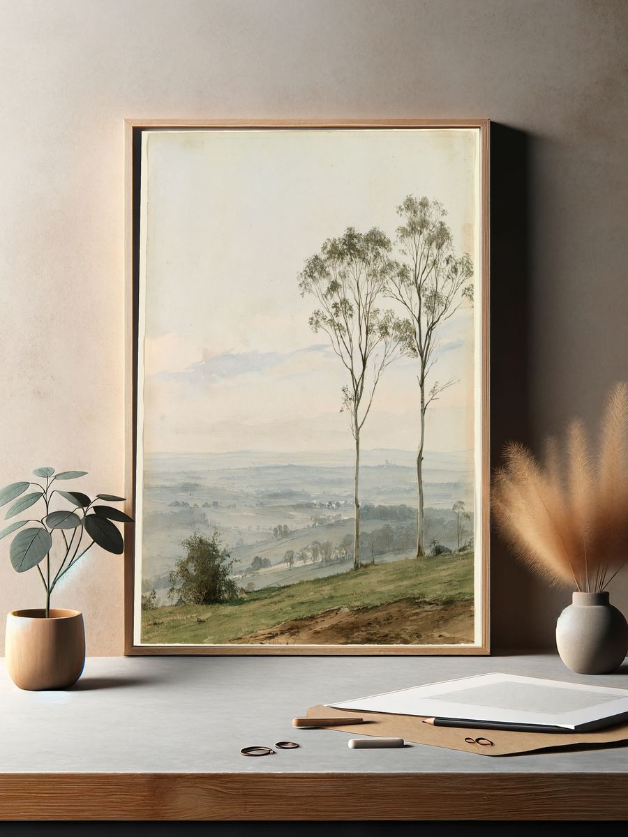 Misty Eucalyptus Landscape Print. — room view 2